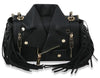 Petite Fringe Motorcycle Jacket Shoulder Bag - LY120-BK