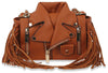 Petite Fringe Motorcycle Jacket Shoulder Bag - LY120-BR