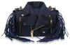 Petite Fringe Motorcycle Jacket Shoulder Bag - LY120-BK
