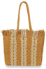 Woven Stripe Summer Straw Tote - Mustard