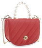 Petite Pearl Accented Shoulder Bag - Red