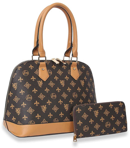 Signature Print Satchel Tote Set - LMG002-1W-CF