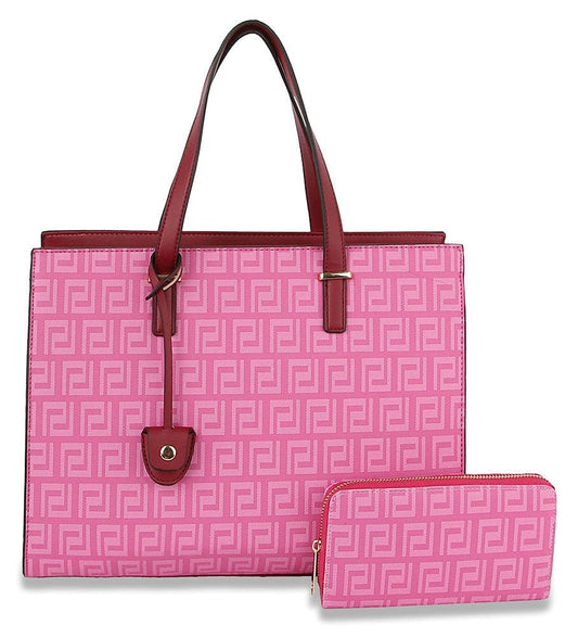 Signature Print Hand Tote Set - LSD141-1W-RD