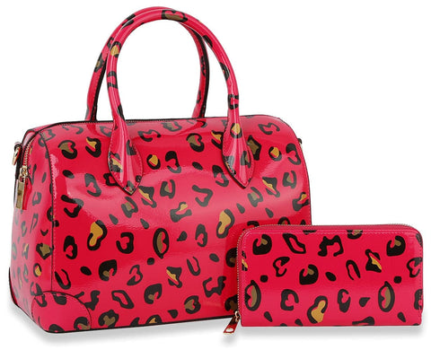 Leopard Art Print Satchel Handbag Set - JYSF-0370W-NFU