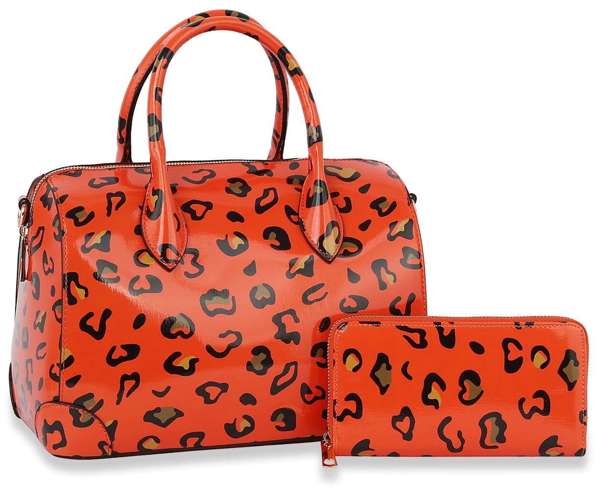 Leopard Art Print Satchel Handbag Set - JYSF-0370W-NOR