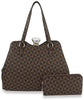 A-Frame Signature Print Hand Tote Set - LMN026-1W-BR
