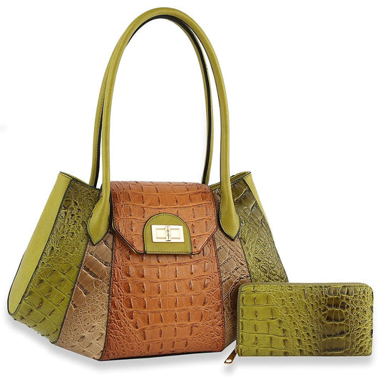 Color Block Hand Tote Set - D-0695W-MT8