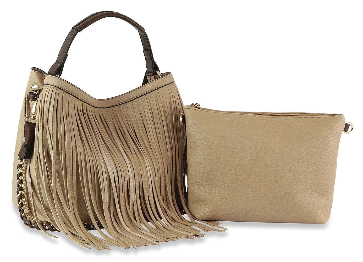Fringe Hobo Handbag Set
