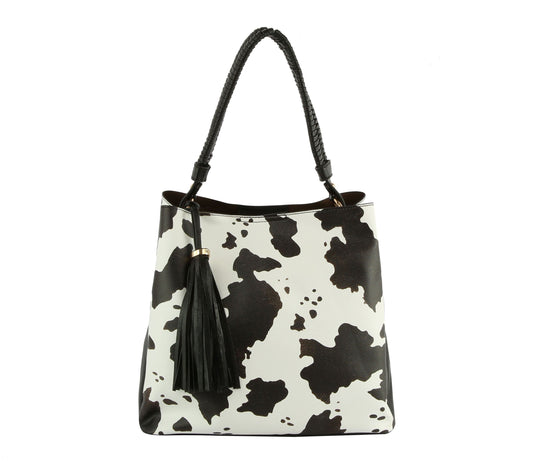 Cow Print Fashion Hobo Handbag